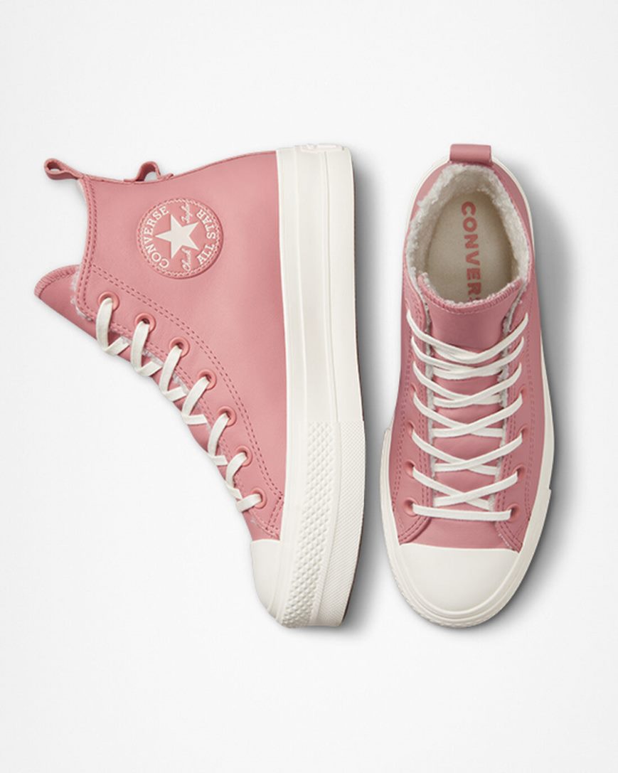 Pantofi Platforma Dama Converse Chuck Taylor All Star Lift Captusite Piele Inalti Roz | RO N0PJO249